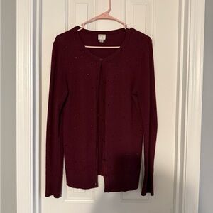 a new day Burgundy Cardigan Sparkly Sweater